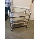 Stainless Steel Three Tier Hostess Trolley W 850mm D 450mm H 840mm