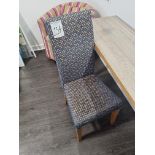 Blue Patterned High Back Chair With Pine Legs W 440mm D 390mm H 990mm