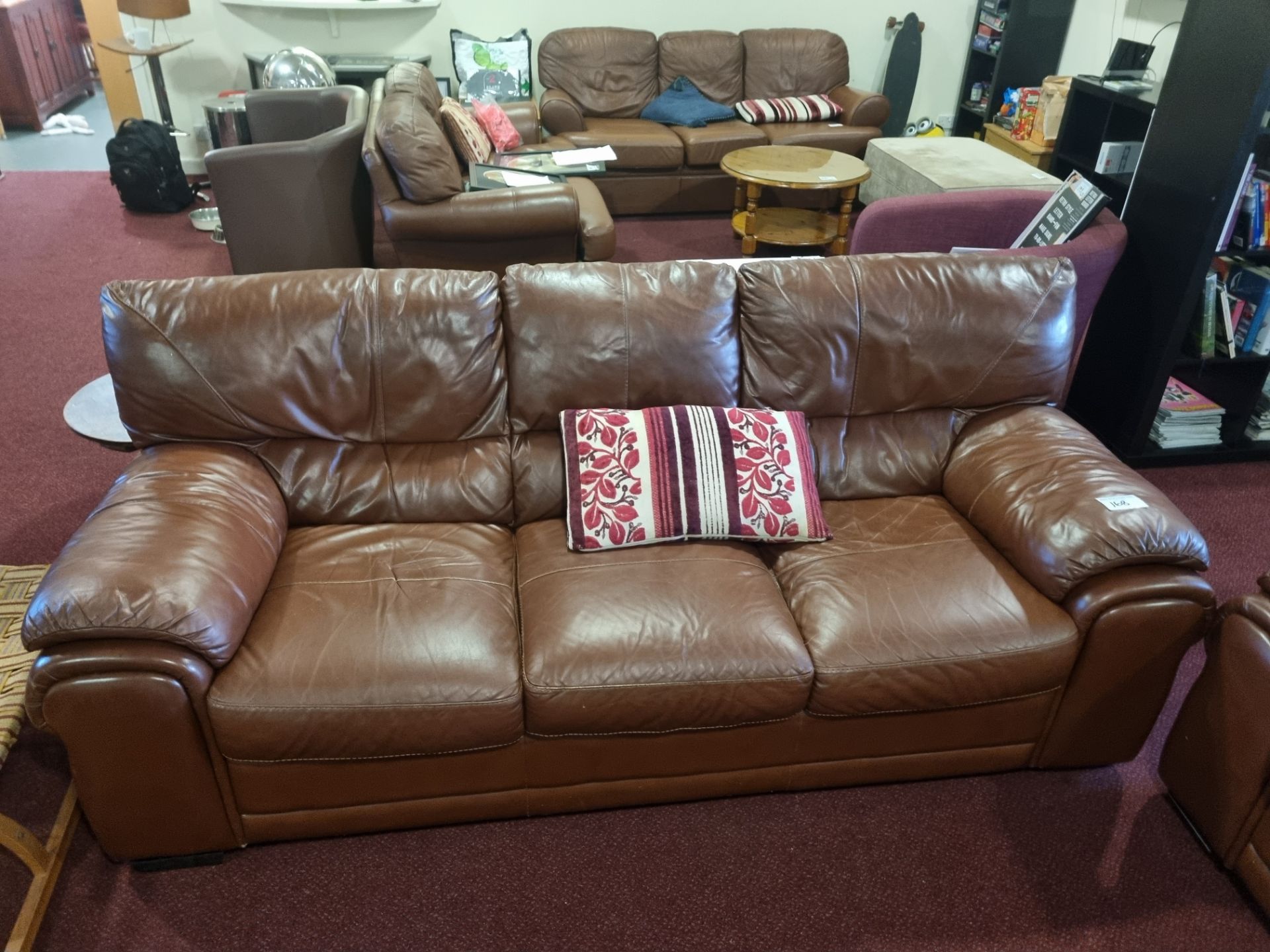 A Brown Leather Sofa Suite Comprising Of A 3 Seater W 2160mm D 900mm H 900mm and 2 Seater W 1700mm D - Bild 2 aus 4