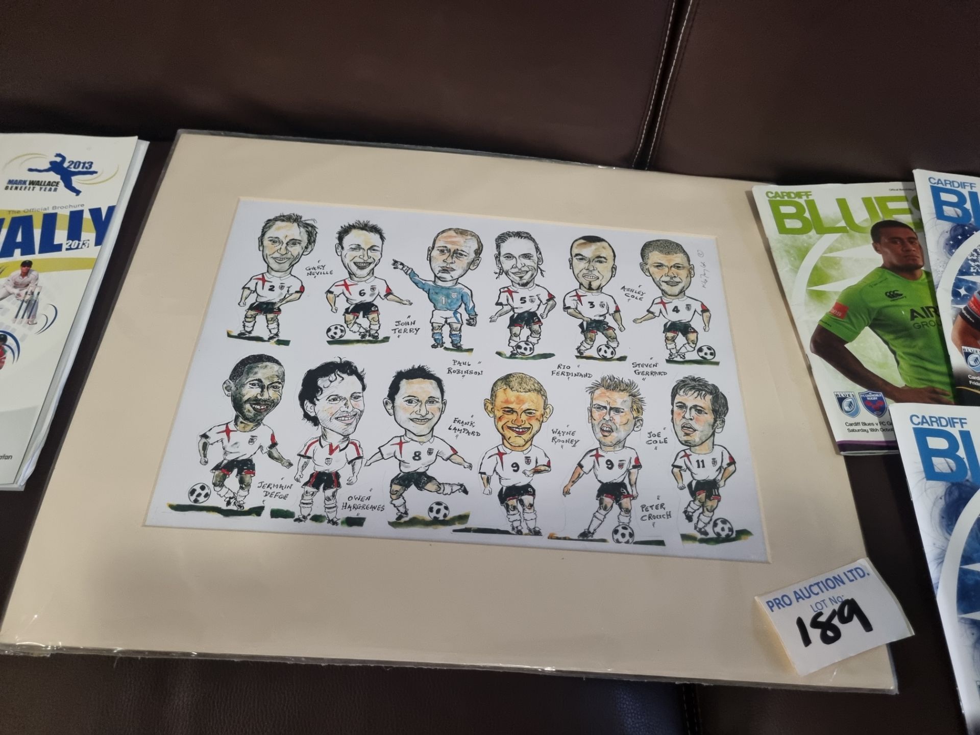 A Selection Of Sports Memorabilia Comprising Of; England Caricature Picture with Mount (Not Framed). - Image 3 of 13