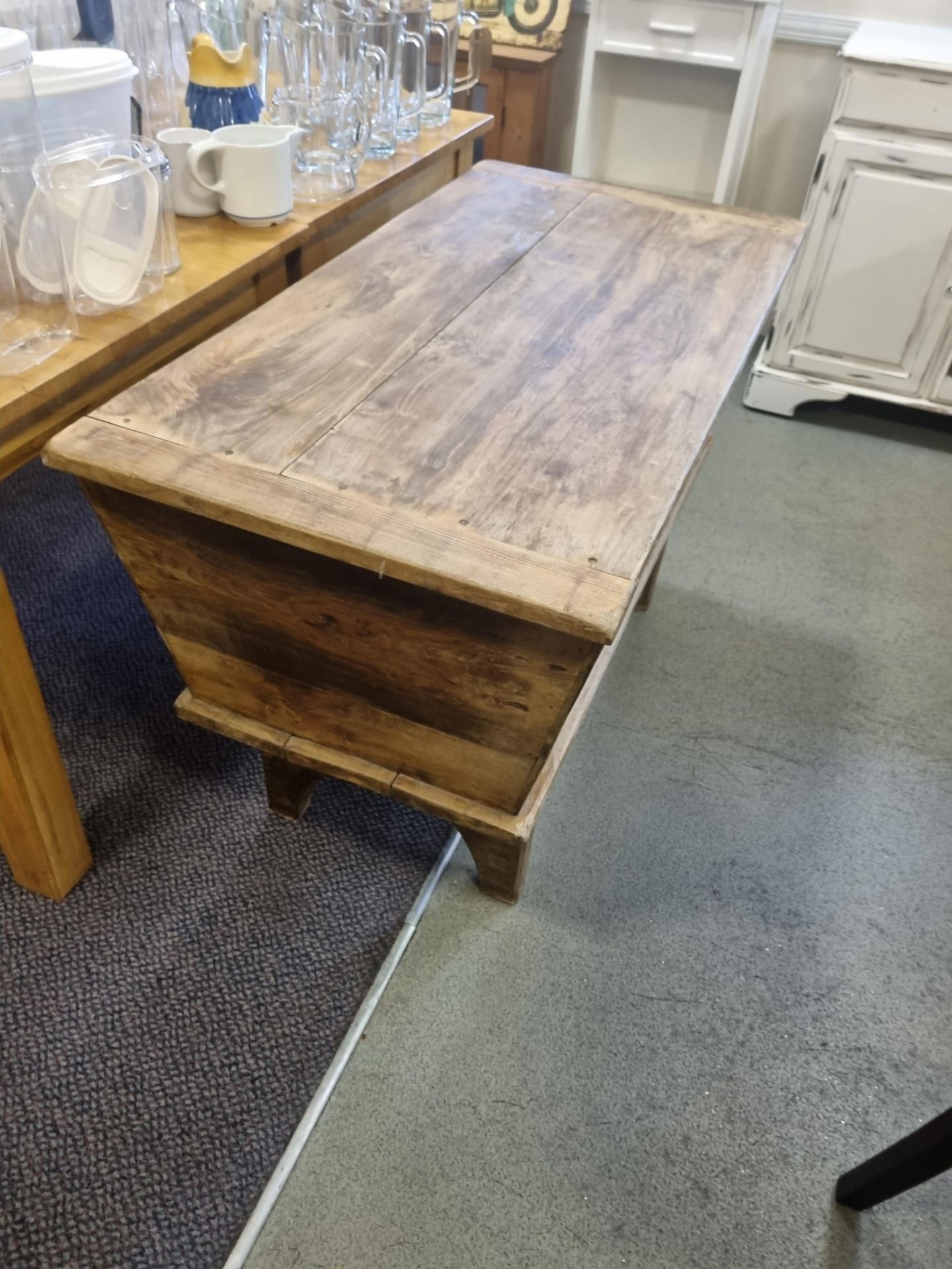 Vintage C.1900 French Wooden Dough Proving Chest W 1200m D 600mm H 730mm - Bild 6 aus 6