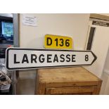 Town Sign From France 'Largeasse' W 1600mm H 450mm
