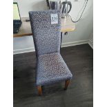 Blue Patterned High Back Chair With Pine Legs W 440mm D 390mm H 990mm