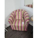 Striped Upholstered Tub Chair W 700mm D 500mm H 730mm