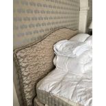 Headboard, Handcrafted With Nail Trim And Padded Textured Woven Upholstery (Room 126)