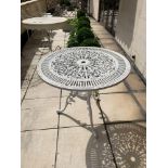Cast Metal Painted Bistro Table With Pierced Circular Top 66 x 70cm (Room 104)