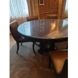 Regency Style Mahogany Circular Dining Table On Pedestal 150cm Complete With A Set Of 6 x Leather