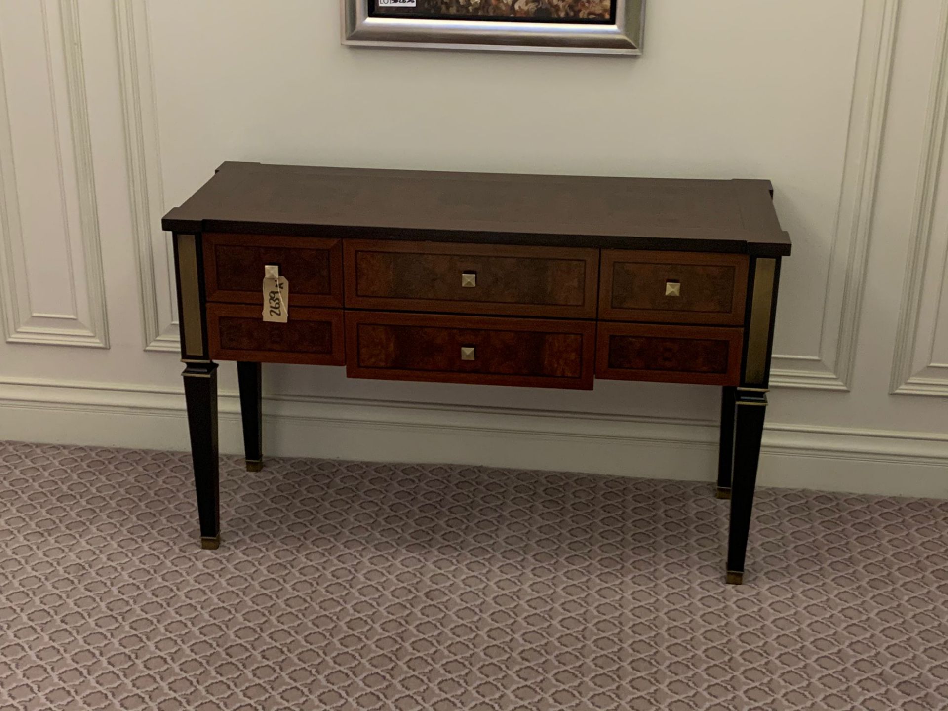 Mahogany scalloped top console table ( Room 232)