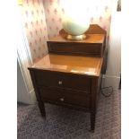 A Pair Of Two Tier Bedside Nightstands With Antiqued Plate Top With Storage Compartments Mounted