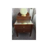 A Pair Of Two Tier Bedside Nightstands With Antiqued Plate Top With Storage Compartments Mounted