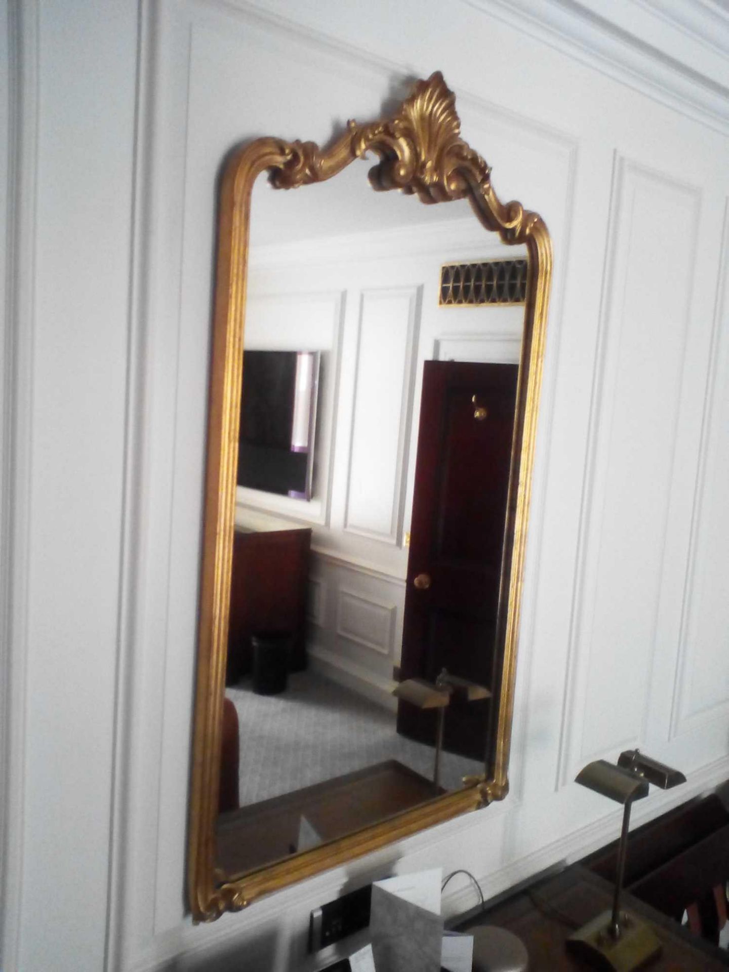 A Carved Gilt Rectangular Wall Mirror With Shell Crest Pediment 76 x 135cm (Room 103) - Image 2 of 2