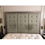 Headboard, Handcrafted With Nail Trim And Padded Textured Woven Upholstery (Room 232)