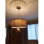 2 x Drum Style Pendant Steel Frame With Pleated Shade 53cm Diameter (Room 111)