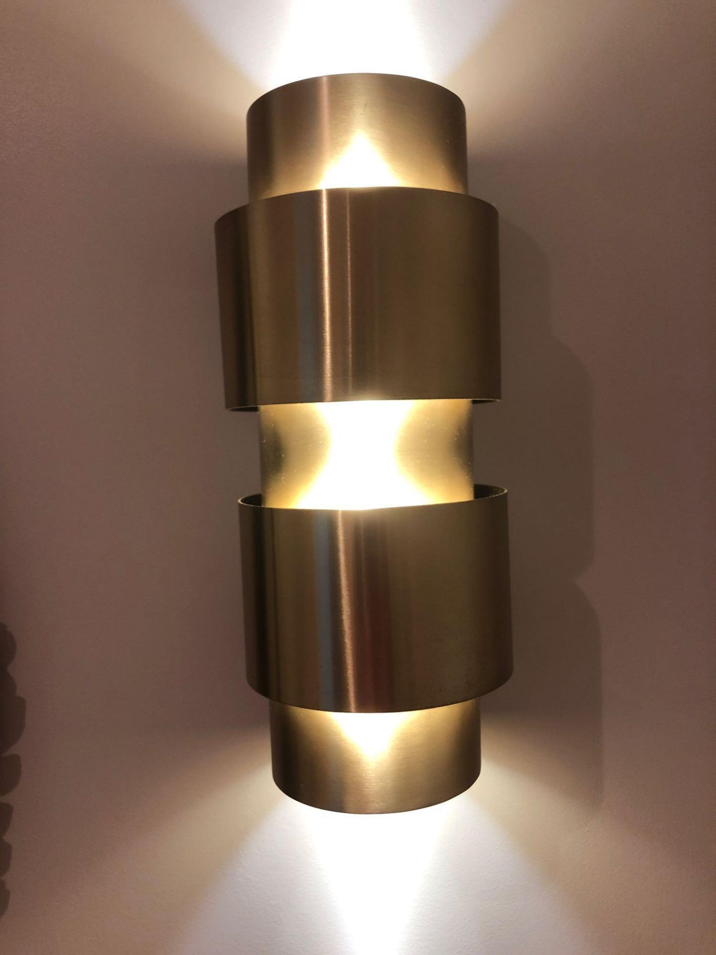 2 x LED Antique Brass 2 Light Indoor Wall Light Antique Brass 30CM (Room 232)