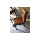 Scroll Back Leather Side Chair Legs And Frame In Solid Oak, With A Stained Finish Upholstered In