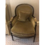 Louis XV Style Bergere The Slightly Flared Arms Have Upholstered Armrests Upholstered Brown Green 67