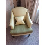 A Upholstered Chair In Gold With Green Seat Pad 68 x 50 x 86cm (Room 112)