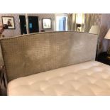 Headboard, Handcrafted With Nail Trim And Padded Textured Woven Upholstery ( Room 234)