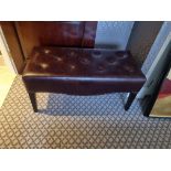 Tufted Leather Bench With Scrolled Apron 100 x 46 x 47cm (Room 129)