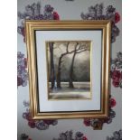 Lithograph Print Stark Winter Trees Framed 62 x 76cm (Room 140)