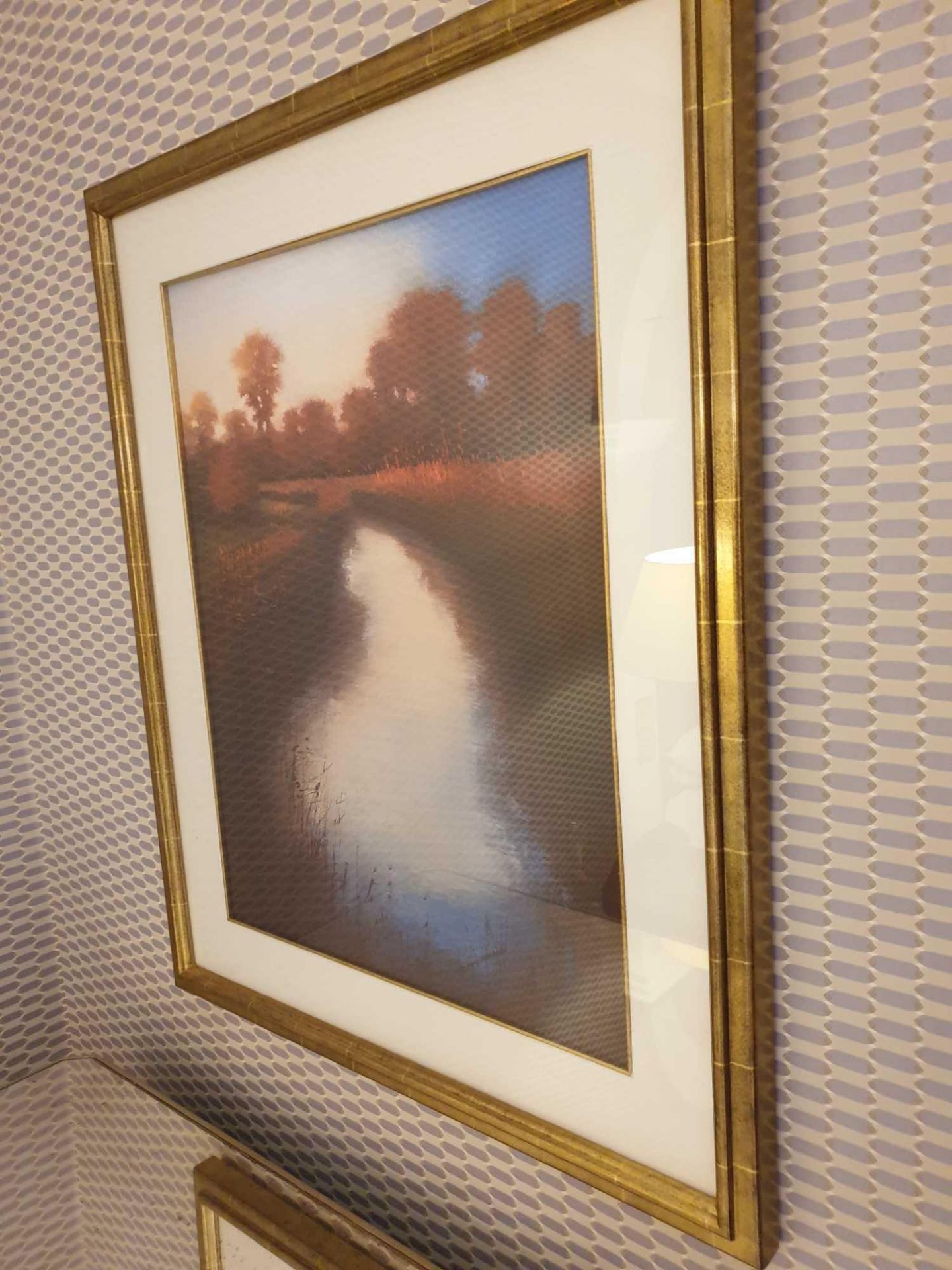 Framed Lithograph Landscape River Scene 72 x 87 (Room 122) - Bild 2 aus 2