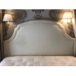 Headboard, Handcrafted With Nail Trim And Padded Textured Woven Upholstery (Room 209)