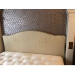 Headboard, Handcrafted With Nail Trim And Padded Textured Woven Upholstery ( Room 233)