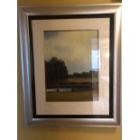 Lithograph Print Park Scene With 5 Figures Framed 80 x 60cm (Room 223)
