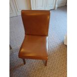 Scroll Back Leather Side Chair Legs And Frame In Solid Oak, With A Stained Finish Upholstered In