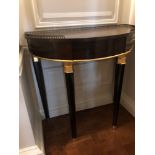 Demi Lune Console Table Wood And Gold With Tapered Legs And Bronze Feet 48 x 90 x 89cm (Room 206/7)