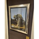 Landscape Lithograph Print Framed Depicting A Tree 62 x 76cm (Room 129)