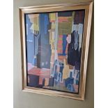Lithographic Print Abstract Framed 80 x 60cm (Room 120)