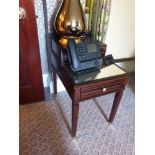 A Pair Of Two Tier Bedside Nightstands With Antiqued Plate Top With Storage Compartments Mounted