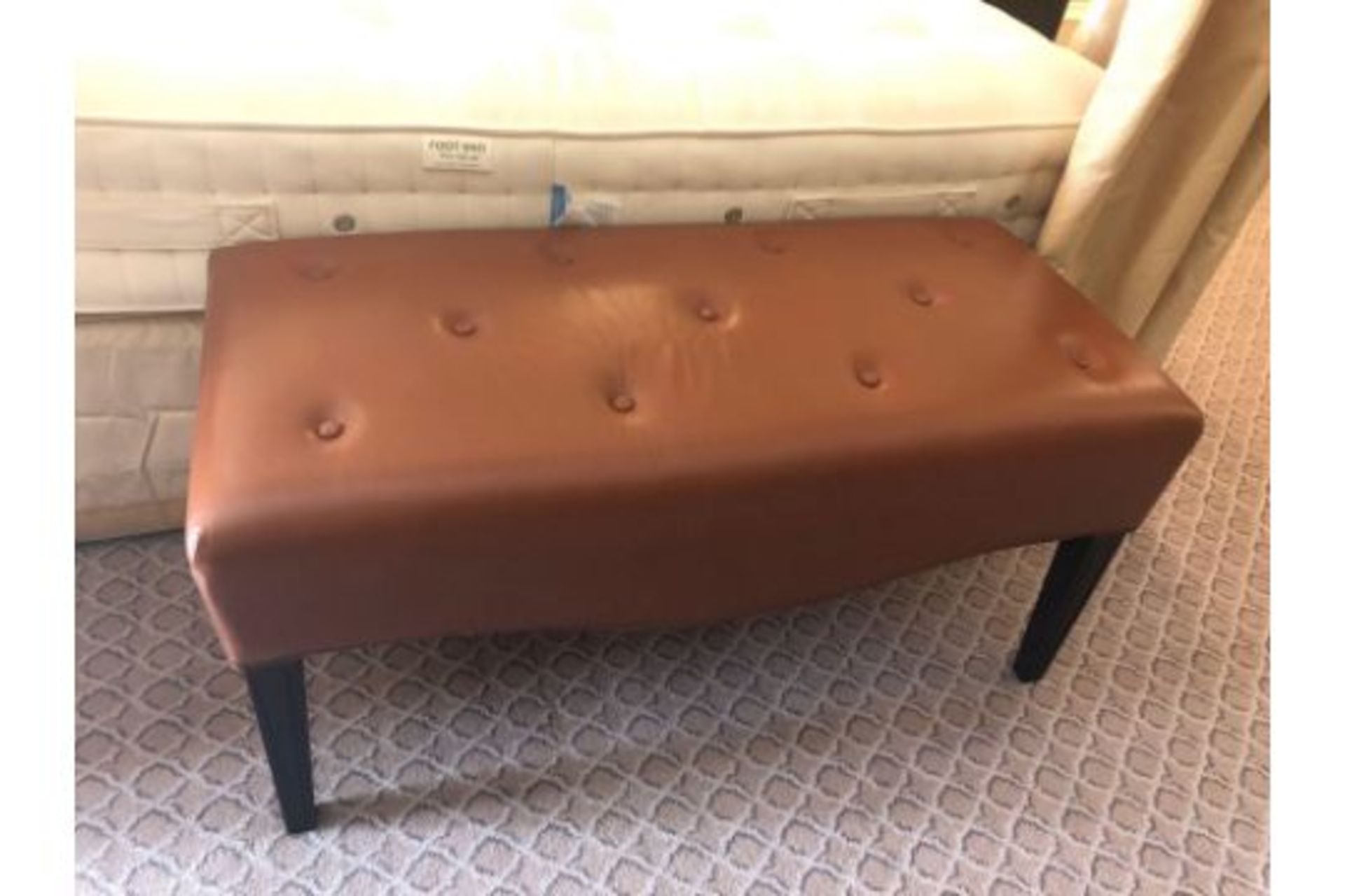 Tufted Leather Bench With Scrolled Apron 100 x 46 x 47cm (Room 130)