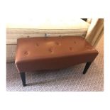 Tufted Leather Bench With Scrolled Apron 100 x 46 x 47cm (Room 130)