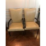 A Pair Of Cream Leather Armchair 60 x 55 x 102cm (Room 217/8)