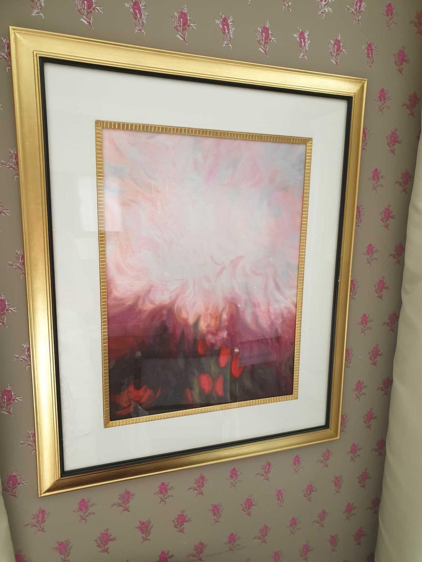 Abstract Lithograph Flame Clouds Framed 71 x 86cm (Room 126)