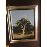 Landscape Lithograph Print Framed Depicting A Tree 62 x 76cm (Room 239)