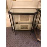 A Forged Metal Two Tier Console Table With Glass Shelves 70 x 36 (Room 209)