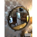 Forgeability Bespoke Metalwork Twig Circular Wall Mirror Brass Surround 60cm Diameter (Room 215)