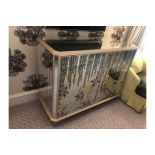 Coloured Verre Eglomise Sideboard Two Door Internally Fitted With Refrigerator Mini Bar 125 x 58 x