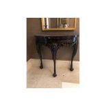 Demi Lune Console Table Wooden Table With Carved Details And Black Marble Top 85 x 39 x 78cm (Room