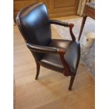 Desk Chair Upholstered Leather Open Armchair Studded Pin Detail 50 x 55 x 91cm (Room 111)