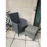 A Set Of Outdoor Wicker Furniture In Grey 2 x Square Tables 43 x 43 x 41cm 1 x Table With Glass