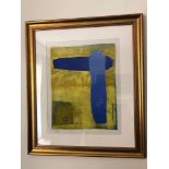 Abstract Lithograph In Portrait Framed Unsigned 68 x 58cm (Room 204)