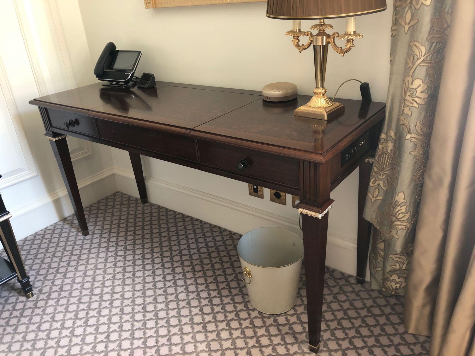 Kingswood Writing Desk / Dressing Table With Two Faux Drawers And Pop-Up Leather Lid Fitted