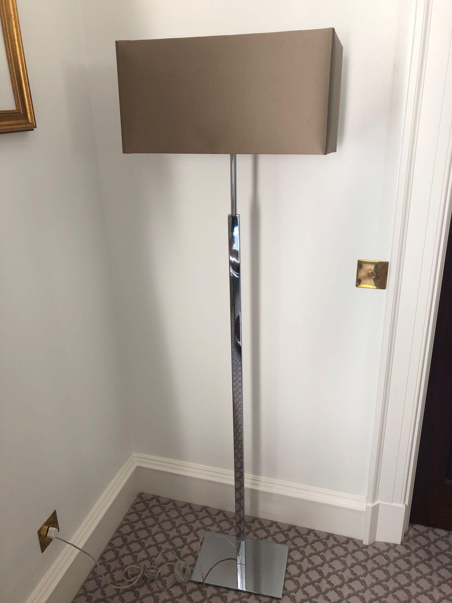 Heathfield And Co Dakota Contemporary Floor Lamp Chrome Complete With Shade 158cm (Room 203)