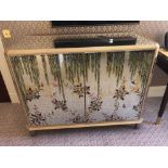 Coloured Verre Eglomise Sideboard Two Door Internally Fitted With Refrigerator Mini Bar 125 x 58 x