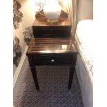 A Pair Of Two Tier Bedside Nightstands With Antiqued Plate Top With Storage Compartments Mounted