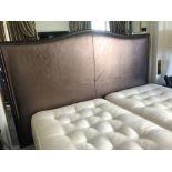 Headboard, Handcrafted With Nail Trim And Padded Textured Woven Upholstery (Room 201)